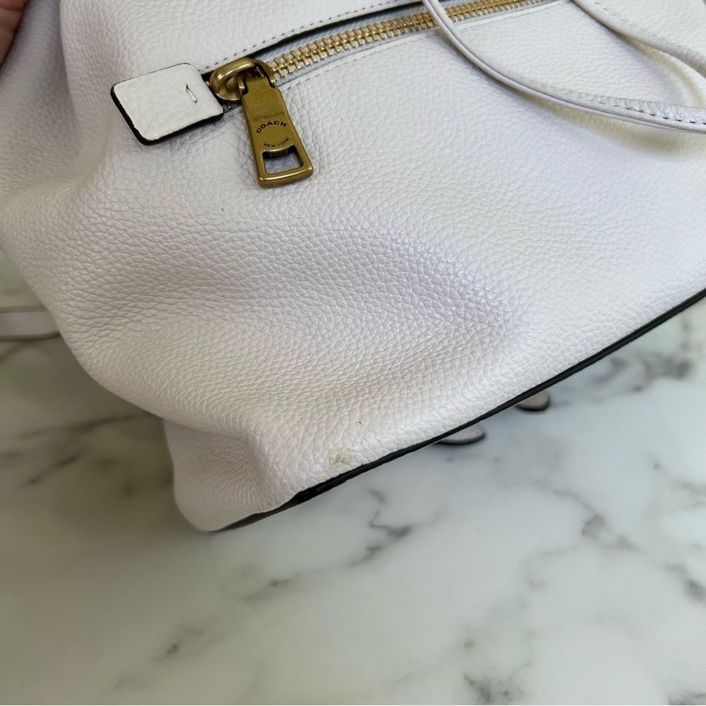 Coach Evie Polished Pebble Leather Backpack Chalk White Brass 68380 - Picture 9 of 16